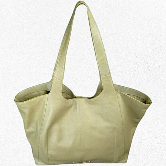 Lucky Brand Handbags - Lucky Brand Olive Green Leather Slouchy Tote Bag – Boho Carryall Shoulder Bag
